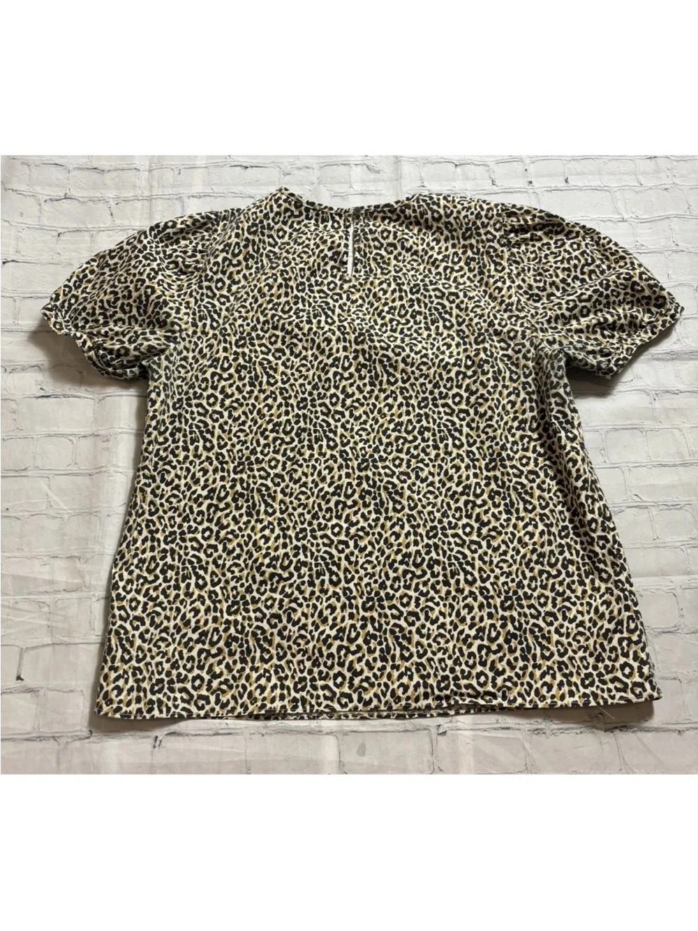 J. Crew Women's Leopard Print Puff Sleeve Cotton Top Size M